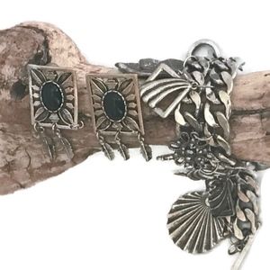 Silver Metal Steam Punk Bracelet & Dangle Earrings